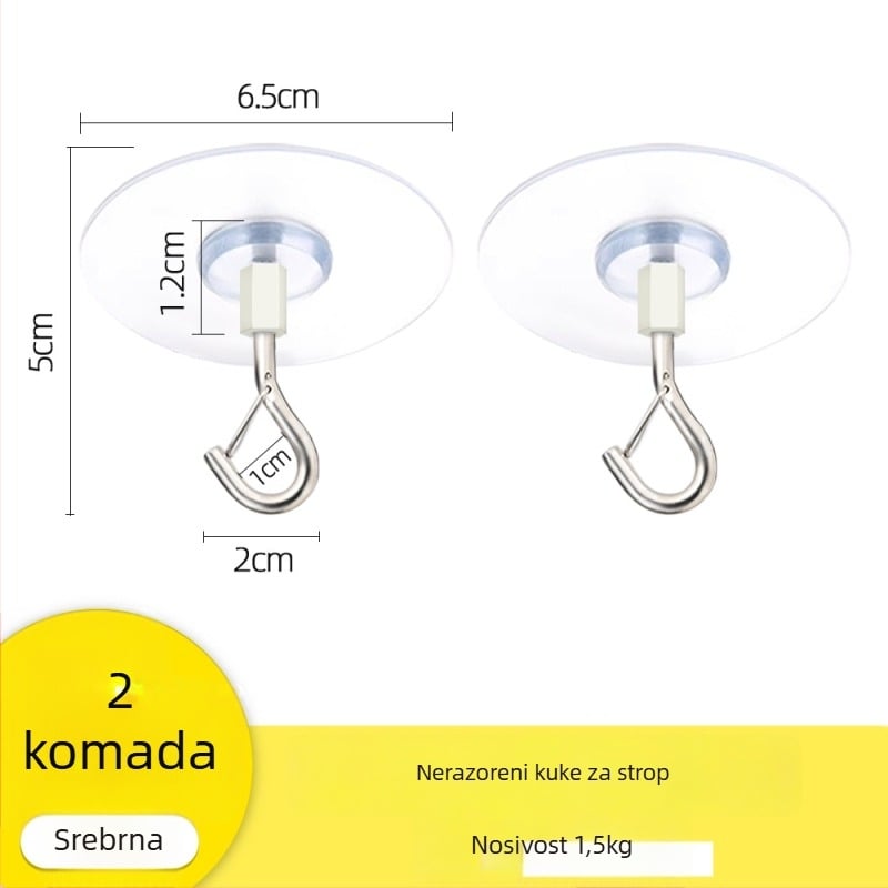 Ljepljena stropna kuka za vješanje lampiona, svjetala i mreža protiv komaraca s zaključavajućim vjetrovnim kukom – Željezo, Jednostavan stil, 5–10 kg nosivost
