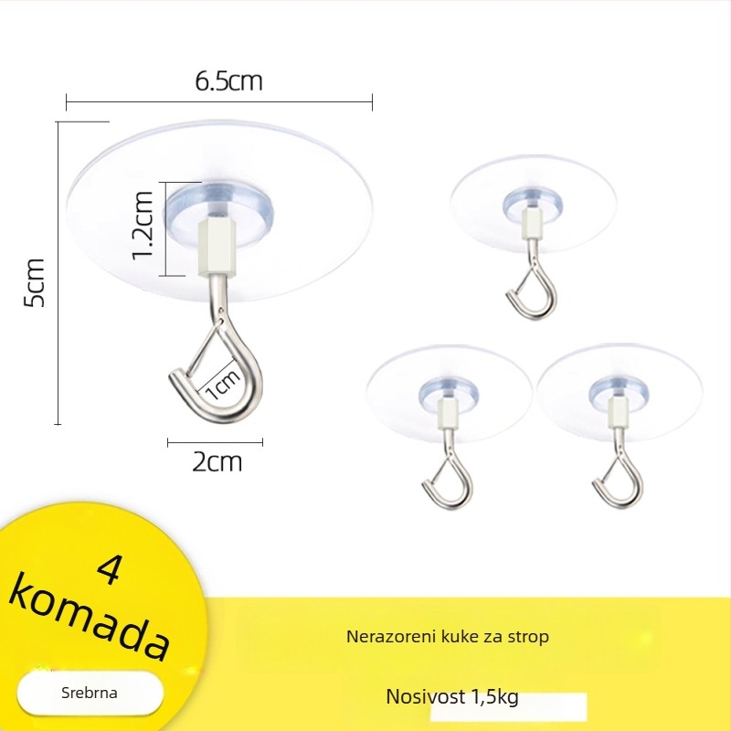 Ljepljena stropna kuka za vješanje lampiona, svjetala i mreža protiv komaraca s zaključavajućim vjetrovnim kukom – Željezo, Jednostavan stil, 5–10 kg nosivost