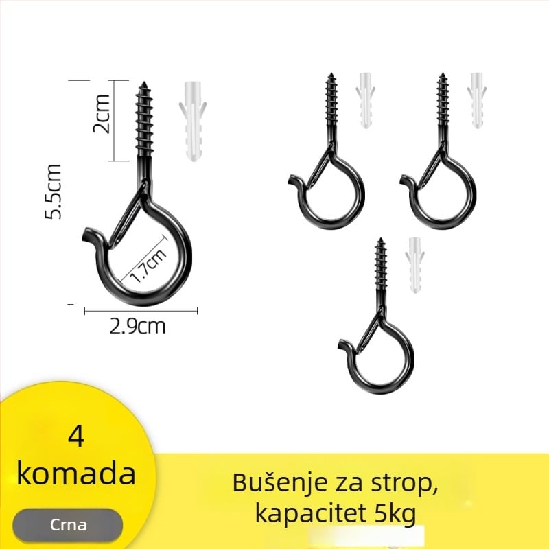 Ljepljena stropna kuka za vješanje lampiona, svjetala i mreža protiv komaraca s zaključavajućim vjetrovnim kukom – Željezo, Jednostavan stil, 5–10 kg nosivost