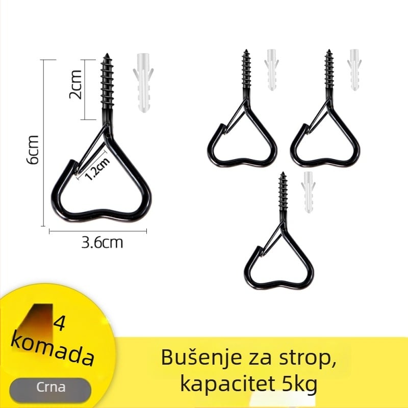 Ljepljena stropna kuka za vješanje lampiona, svjetala i mreža protiv komaraca s zaključavajućim vjetrovnim kukom – Željezo, Jednostavan stil, 5–10 kg nosivost