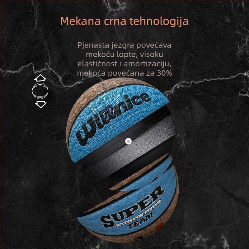 Košarkaška lopta No. 7 – protuklizna PU lopta s dojmom prave kože, izdržljiva za odrasle i učenike, za vanjski trening i natjecanja, visoka elastičnost