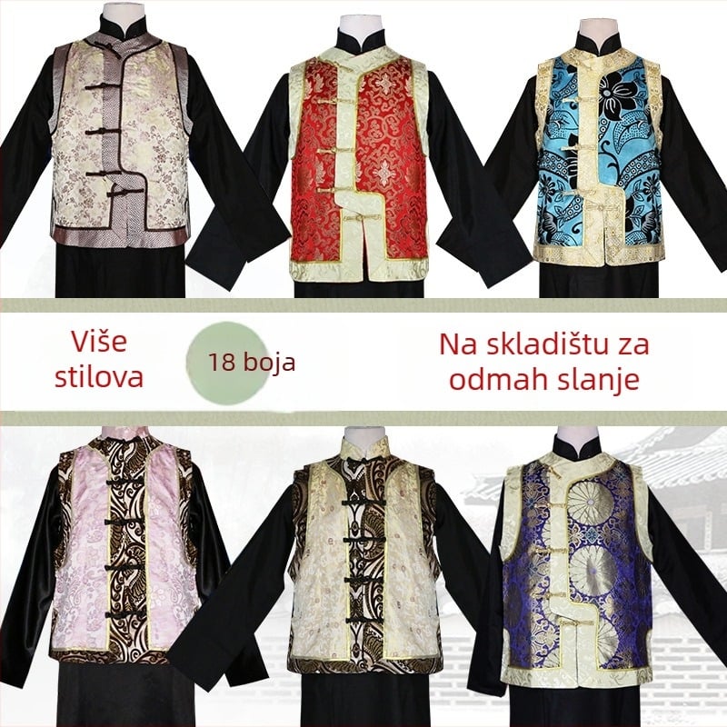 Muška bezruk vest - ravna kroja, bez ovratnika, jednostruko kopčanje, za sve sezone
