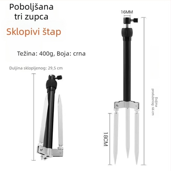 3-u-1 držač štapa za ribolov na otvorenom, prijenosni višenamjenski držač s posudom za mamce