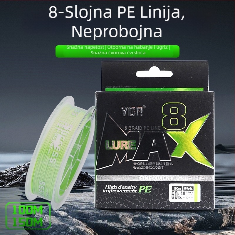 YGR X8 pleteni glavni ribolovni najlon za morski ribolov, 8 vlakana, 100/150 m, PE