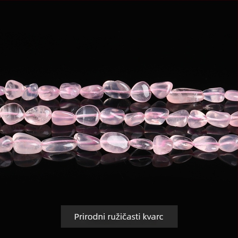 Nepravilne kristalne perle za izradu nakita — prirodni kameni (ružičasti kvarc, ametist)