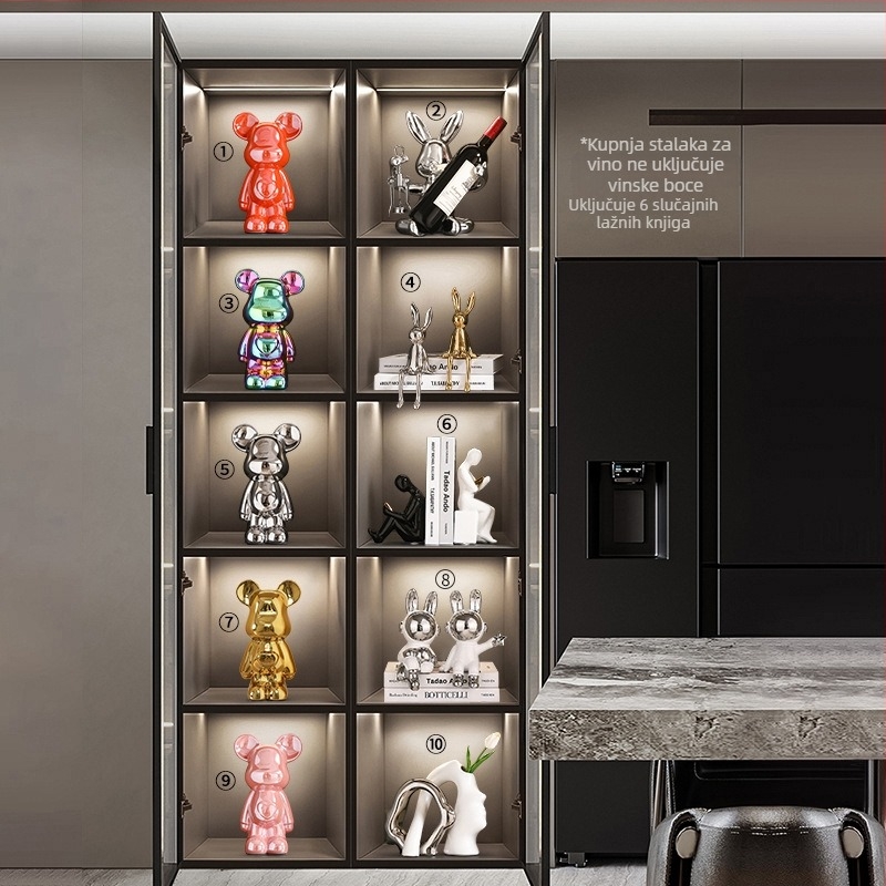 Set ukrasnih figurica životinja za vinsku vitrinu i dnevni boravak - keramička smola, svjetlucavi luksuz, Seashell Sea brend