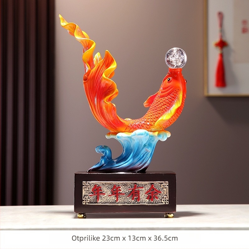 Figura od smole s ribom za sreću – ručna izrada, ručno oslikana, jednostavan modern stil, po narudžbi prilagodljiva