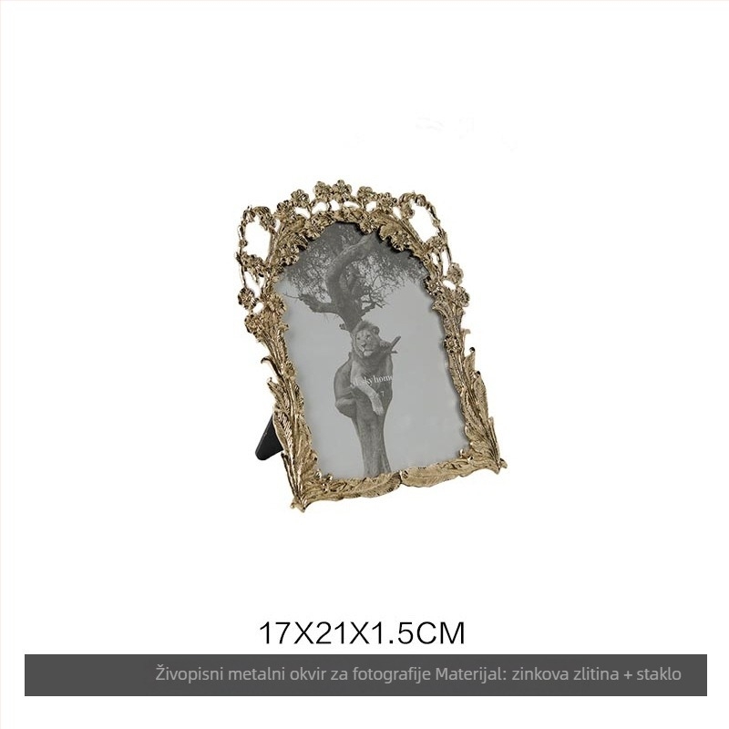 Držač svijeća s dizajnom ptičje grančice, pladanj za nakit i pladanj s lišćem, fotografski okvir — cinkova legura, lagani luksuz