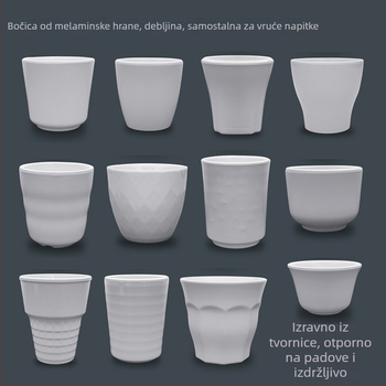 Šalica od melamina s dojmom porcelana, izolirana, cilindrična, jednostruka, prilagodljiva