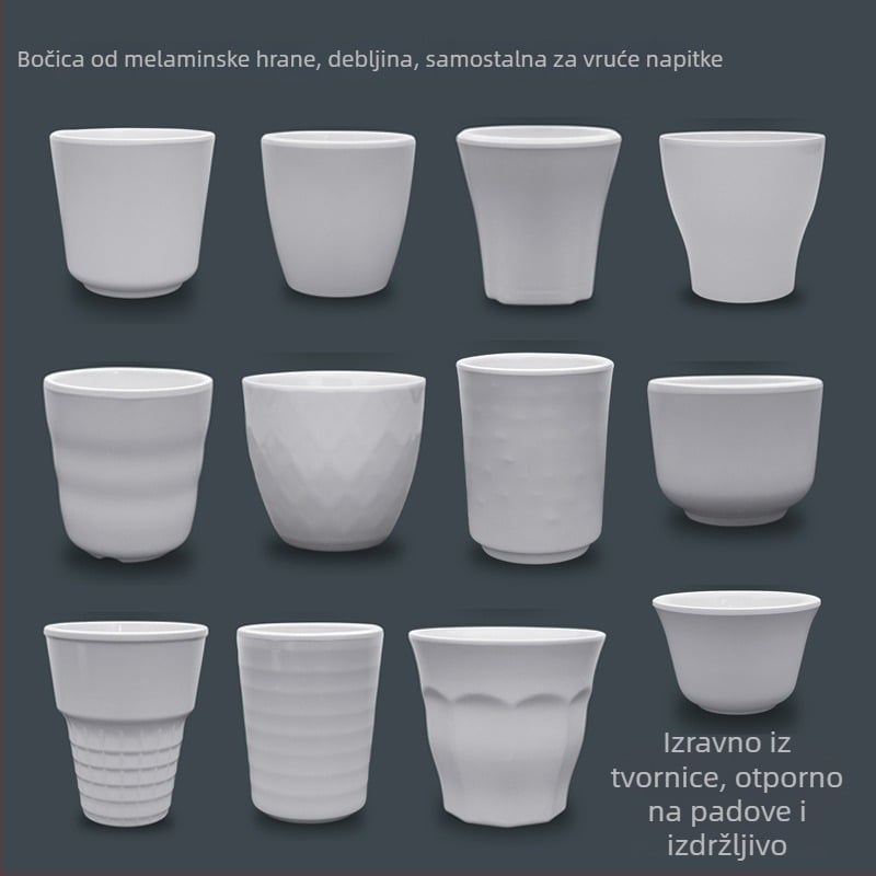 Šalica od melamina s dojmom porcelana, izolirana, cilindrična, jednostruka, prilagodljiva