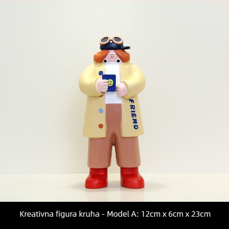 Dekorativna smolasta figura za pekaru i kafić - Bread Man lik, moderni minimalistički stil, idealan poklon za otvaranje posla