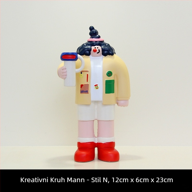 Dekorativna smolasta figura za pekaru i kafić - Bread Man lik, moderni minimalistički stil, idealan poklon za otvaranje posla