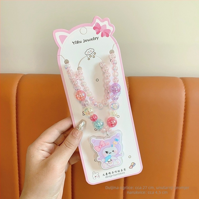 Nakit Princess serija, dječji crtani stil, lanac s kuglicama, privjesak uključen