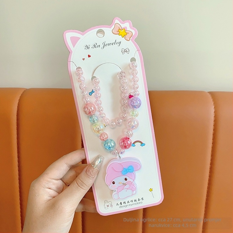 Nakit Princess serija, dječji crtani stil, lanac s kuglicama, privjesak uključen