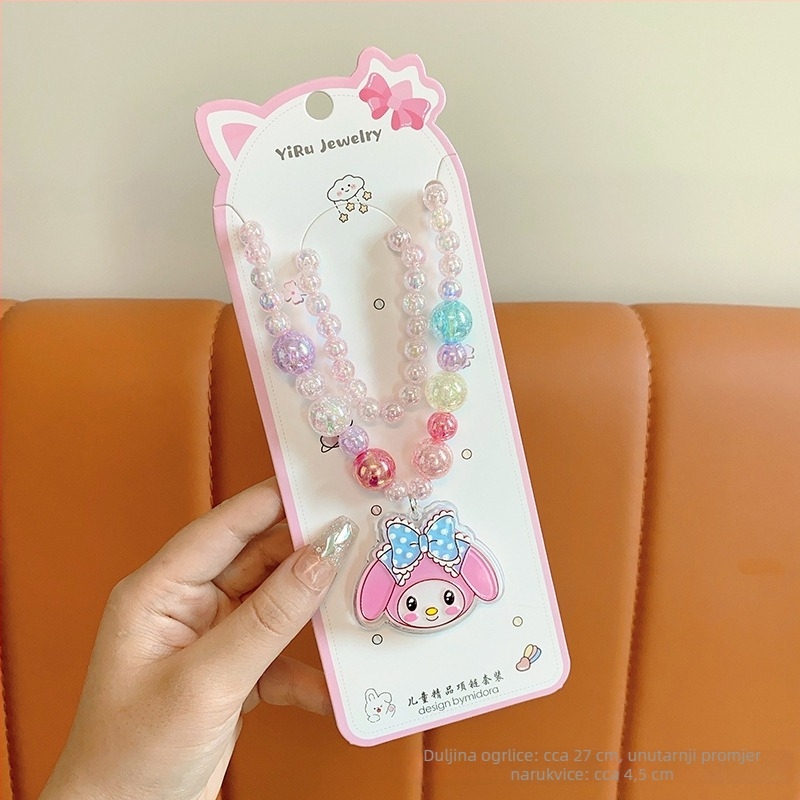 Nakit Princess serija, dječji crtani stil, lanac s kuglicama, privjesak uključen