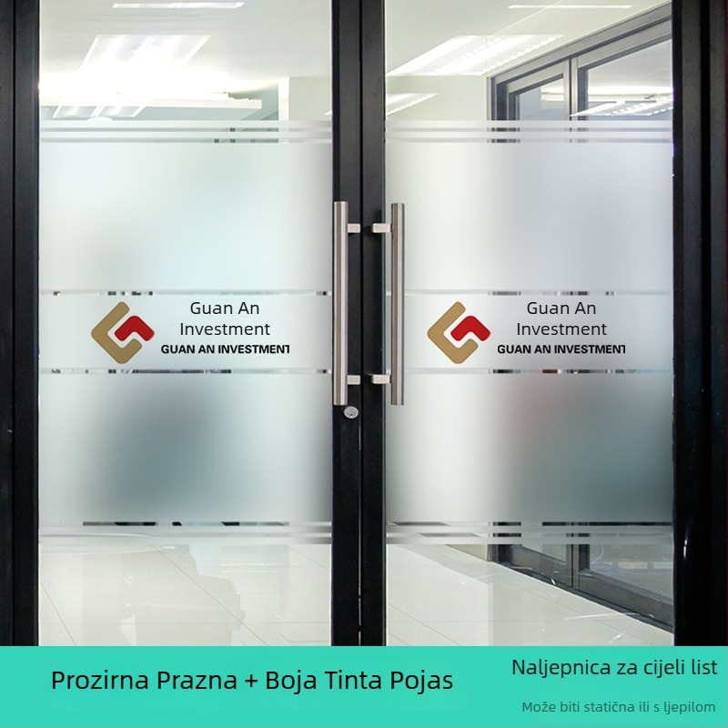 PVC folija za staklena vrata u uredu, samoljepljiva, moderni minimalistički stil, jednofarbni uzorak, prilagodljiva