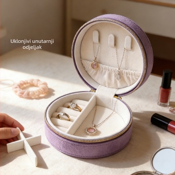 Kutija za nakit od baršuna sa zatvaračem za pohranu naušnica, ogrlice i prstena | Materijal: Lise velvet; Šifra proizvoda: 55562; Brend: Yingda Packaging