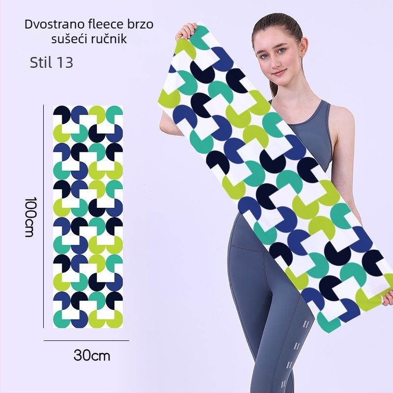 Brzosušeći sportski ručnik, dvostrano baršunast, prilagodljiv s logotipom, lagan, upija vlagu