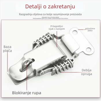 Brava za kutiju alata s dvostrukom oprugom, tip gumba, nehrđajući čelik 304, teška konstrukcija