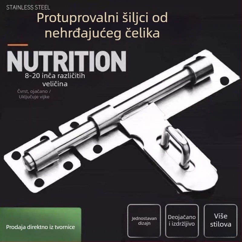 Teška zasuna za vrata; nehrđajući čelik, brušeni završetak; model 003; moderni minimalistički stil.