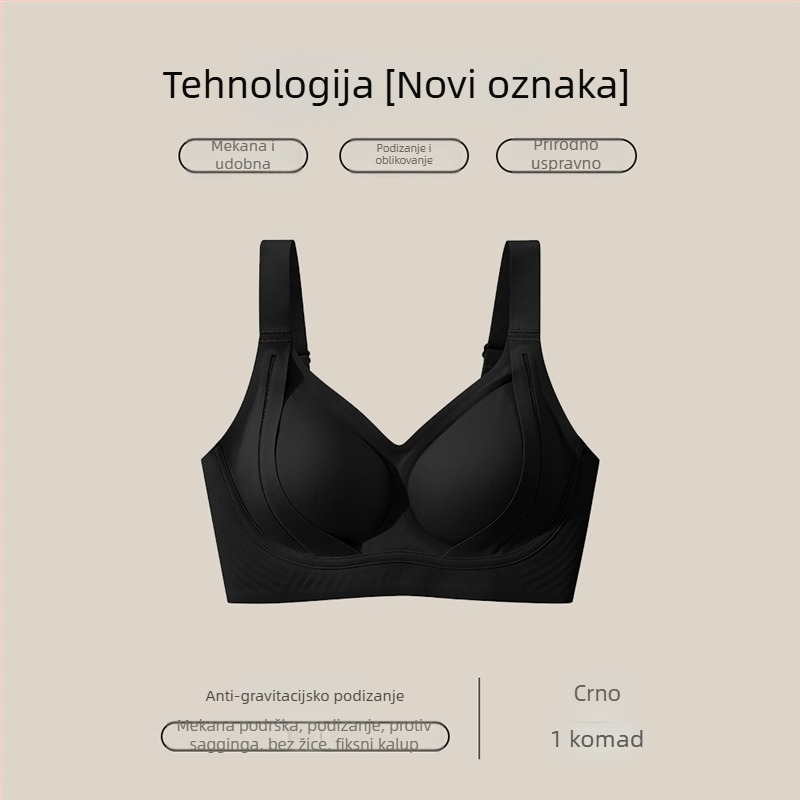 Najlonski grudnjak za podizanje i oblikovanje, 3/4 košarice, mekane ojačanje, prozračni stražnji dio