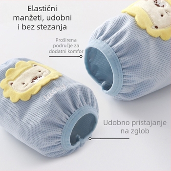 Dječje navlake za ruke protiv prljavštine za jesen-zimu, tople s izvezenim karikaturnim motivom na waffles tkanini