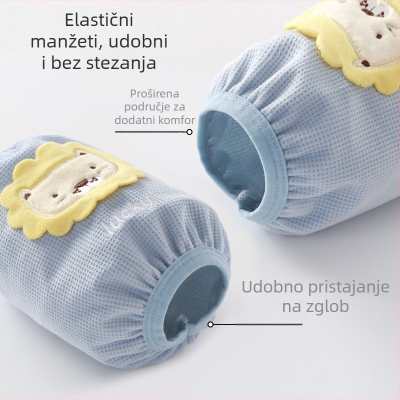 Dječje navlake za ruke protiv prljavštine za jesen-zimu, tople s izvezenim karikaturnim motivom na waffles tkanini