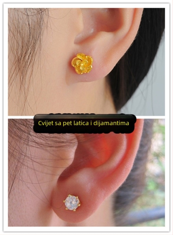 Naušnice od Alluvial zlata, ručna izrada, unisex, stil Internet zvijezda