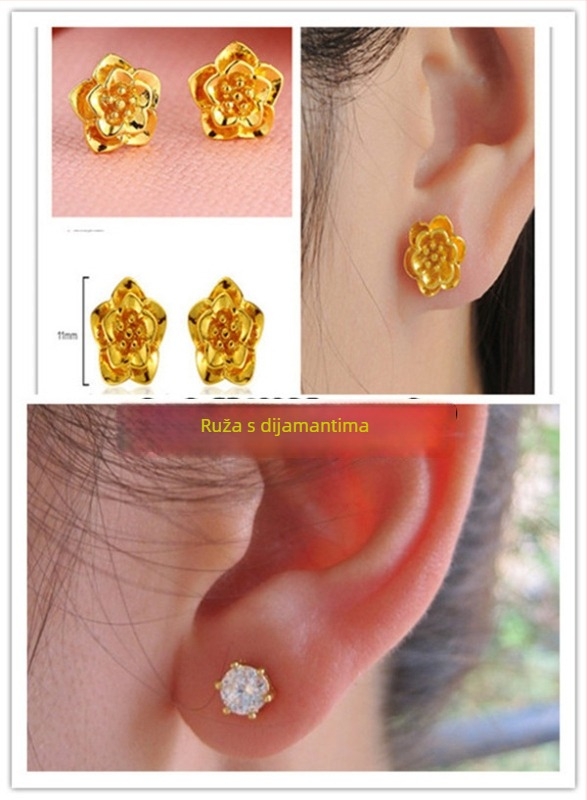 Naušnice od Alluvial zlata, ručna izrada, unisex, stil Internet zvijezda