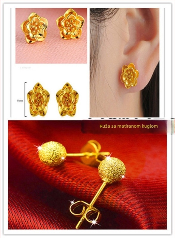 Naušnice od Alluvial zlata, ručna izrada, unisex, stil Internet zvijezda