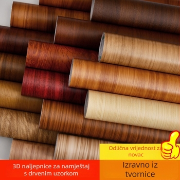 Samoljepljiva tapeta s drvenim uzorkom — vodootporan PVC, za zidove i namještaj, stil Novi kineski