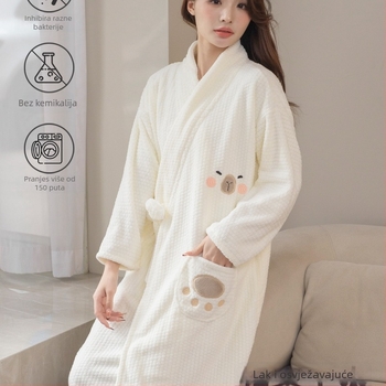 Damski nosivi ručnik za kupanje i ogrtač, model 2025, mikrovlakno, 150d pređa, žakard