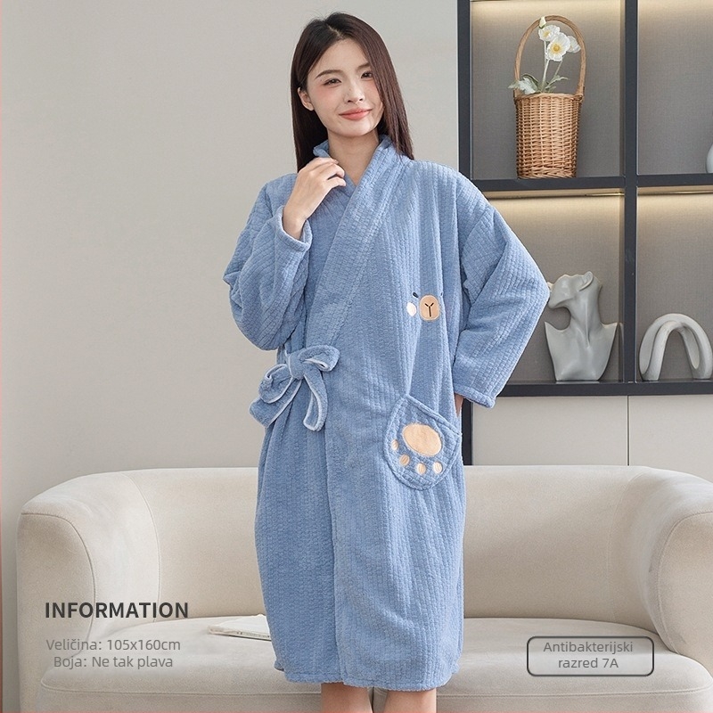 Damski nosivi ručnik za kupanje i ogrtač, model 2025, mikrovlakno, 150d pređa, žakard