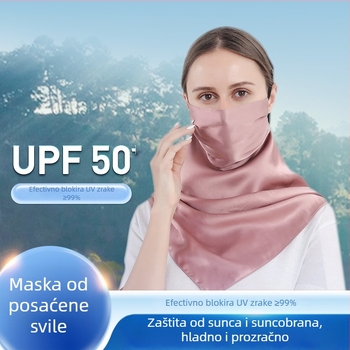 UPF50+ svilena maska za žene, UV zaštita, otporna na vjetar, prozračna, 100% Mulberry svila