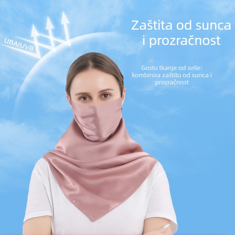 UPF50+ svilena maska za žene, UV zaštita, otporna na vjetar, prozračna, 100% Mulberry svila