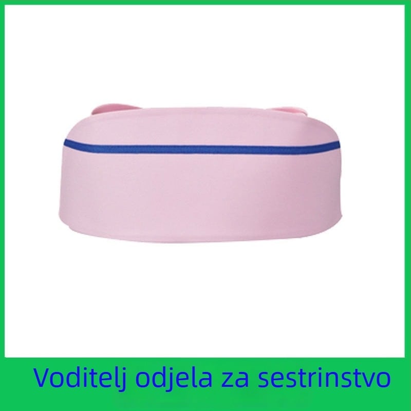 Kapa za medicinske sestre, pamuk i satin, prugasti uzorak, plosni vrh, otisnuti logo