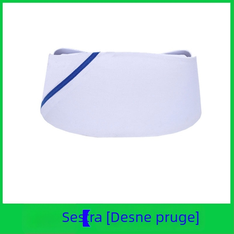 Kapa za medicinske sestre, pamuk i satin, prugasti uzorak, plosni vrh, otisnuti logo