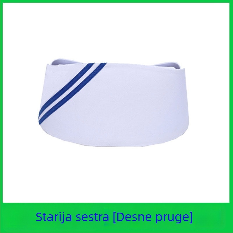 Kapa za medicinske sestre, pamuk i satin, prugasti uzorak, plosni vrh, otisnuti logo