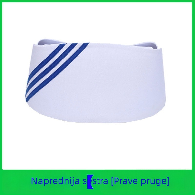 Kapa za medicinske sestre, pamuk i satin, prugasti uzorak, plosni vrh, otisnuti logo