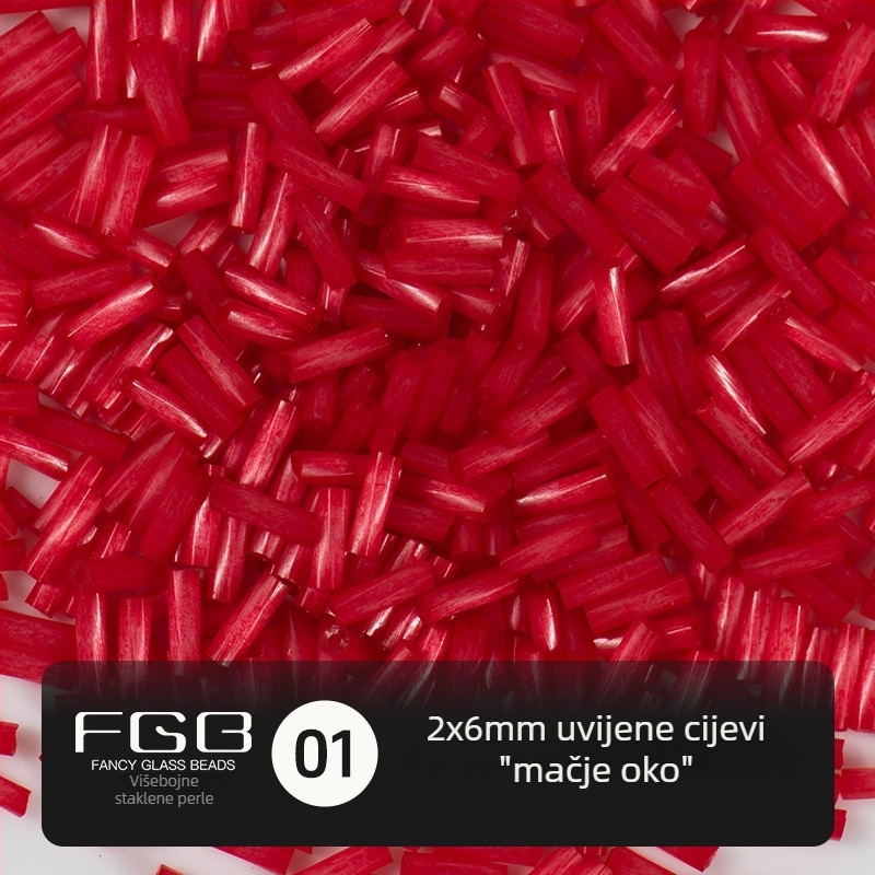FGB Tisuće boja staklenih rižinih perli 2x6 mm, brušene mačje oči vijčaste cijevne perle za DIY nakit, dodaci za ukosnicu i resice