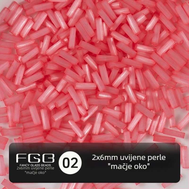 FGB Tisuće boja staklenih rižinih perli 2x6 mm, brušene mačje oči vijčaste cijevne perle za DIY nakit, dodaci za ukosnicu i resice