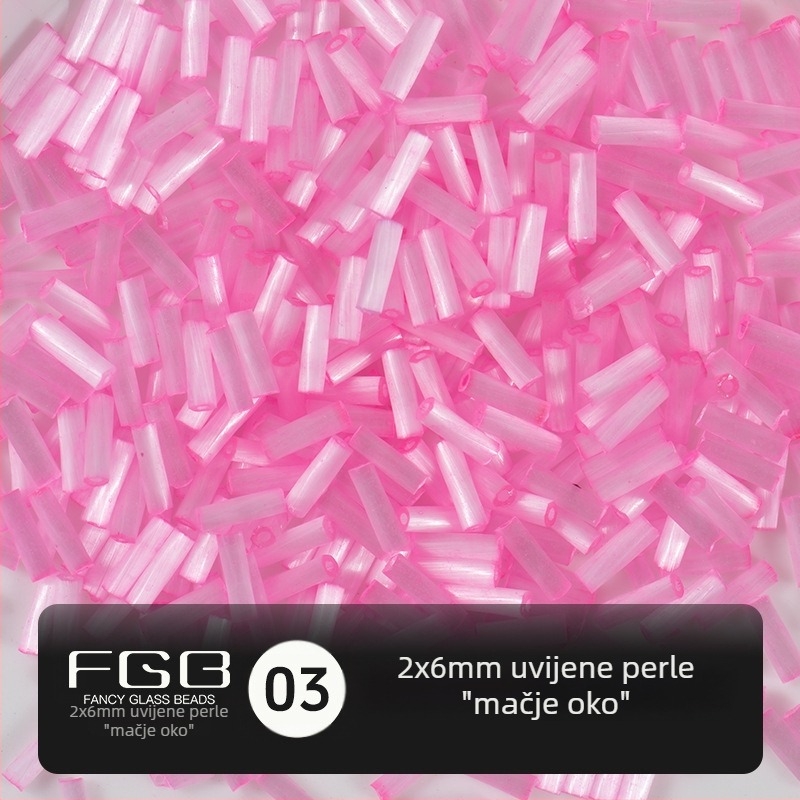 FGB Tisuće boja staklenih rižinih perli 2x6 mm, brušene mačje oči vijčaste cijevne perle za DIY nakit, dodaci za ukosnicu i resice