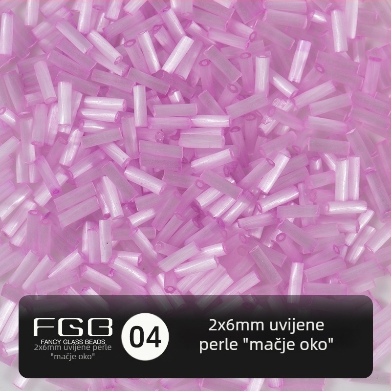 FGB Tisuće boja staklenih rižinih perli 2x6 mm, brušene mačje oči vijčaste cijevne perle za DIY nakit, dodaci za ukosnicu i resice