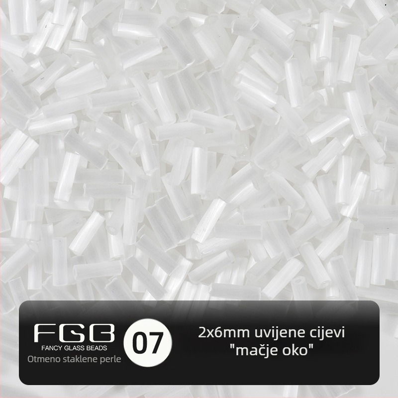 FGB Tisuće boja staklenih rižinih perli 2x6 mm, brušene mačje oči vijčaste cijevne perle za DIY nakit, dodaci za ukosnicu i resice