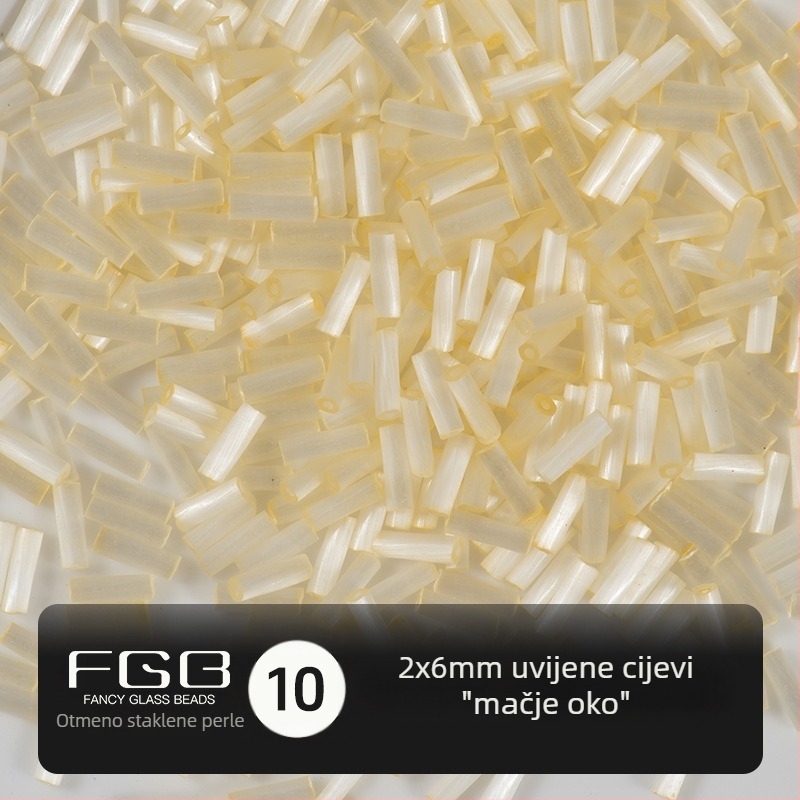 FGB Tisuće boja staklenih rižinih perli 2x6 mm, brušene mačje oči vijčaste cijevne perle za DIY nakit, dodaci za ukosnicu i resice