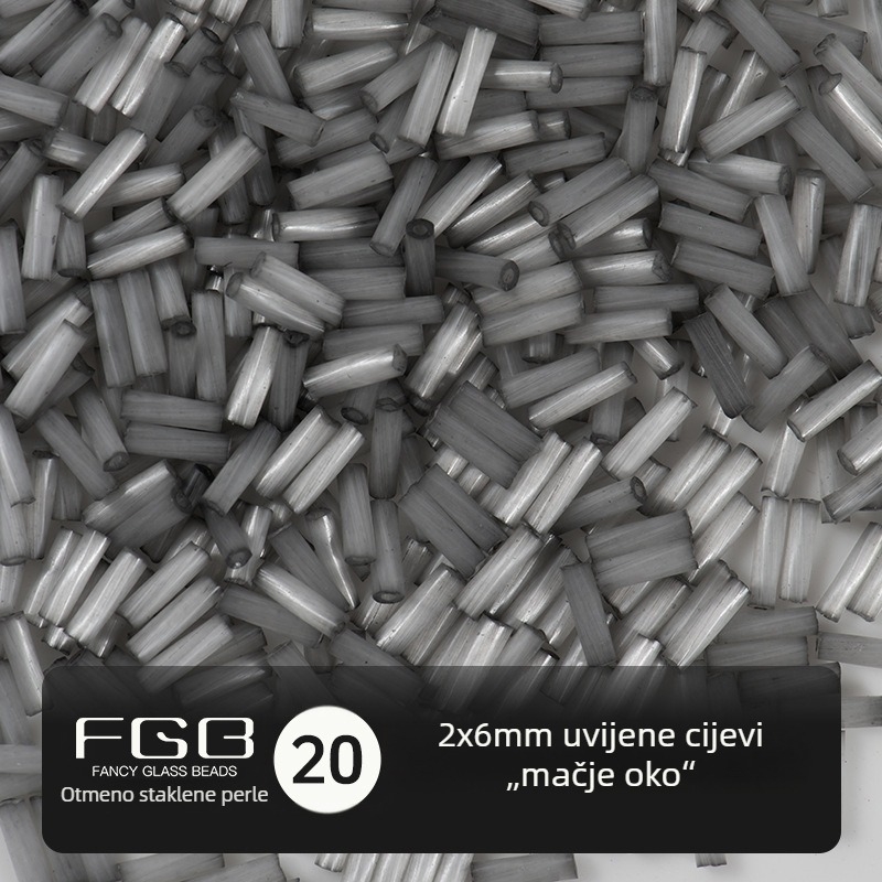FGB Tisuće boja staklenih rižinih perli 2x6 mm, brušene mačje oči vijčaste cijevne perle za DIY nakit, dodaci za ukosnicu i resice