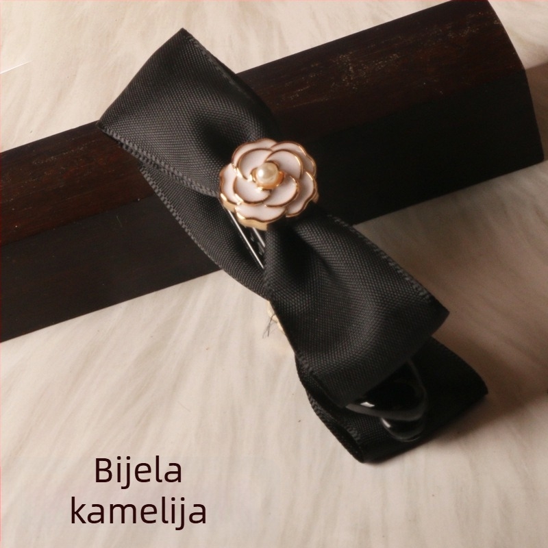 Retro klipsa za kosu sa kristalima i baršunastom mašnicom, za rep kosu, korejski stil
