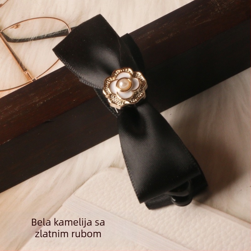 Retro klipsa za kosu sa kristalima i baršunastom mašnicom, za rep kosu, korejski stil
