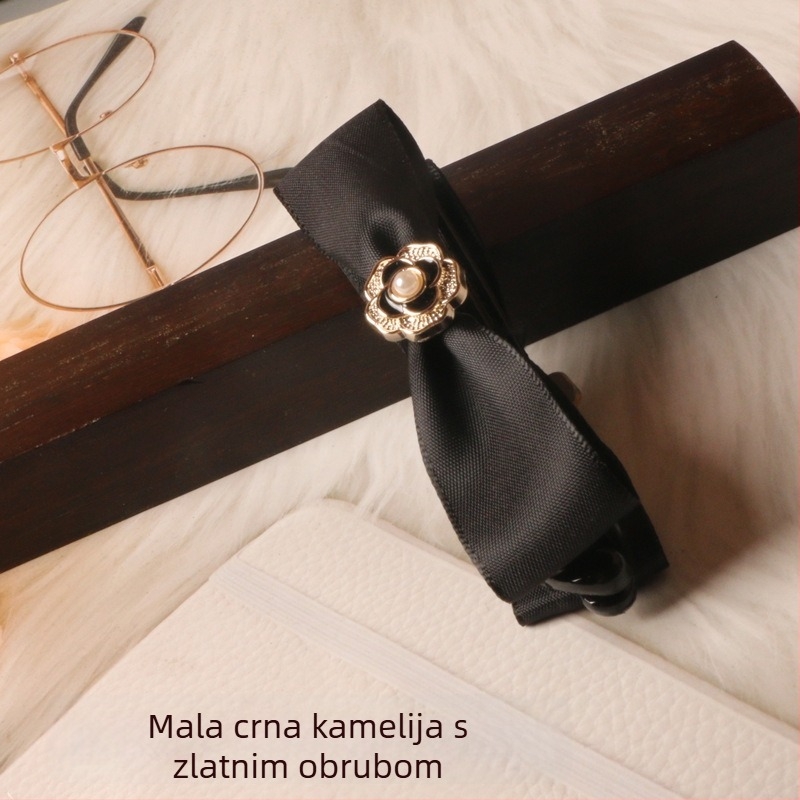 Retro klipsa za kosu sa kristalima i baršunastom mašnicom, za rep kosu, korejski stil