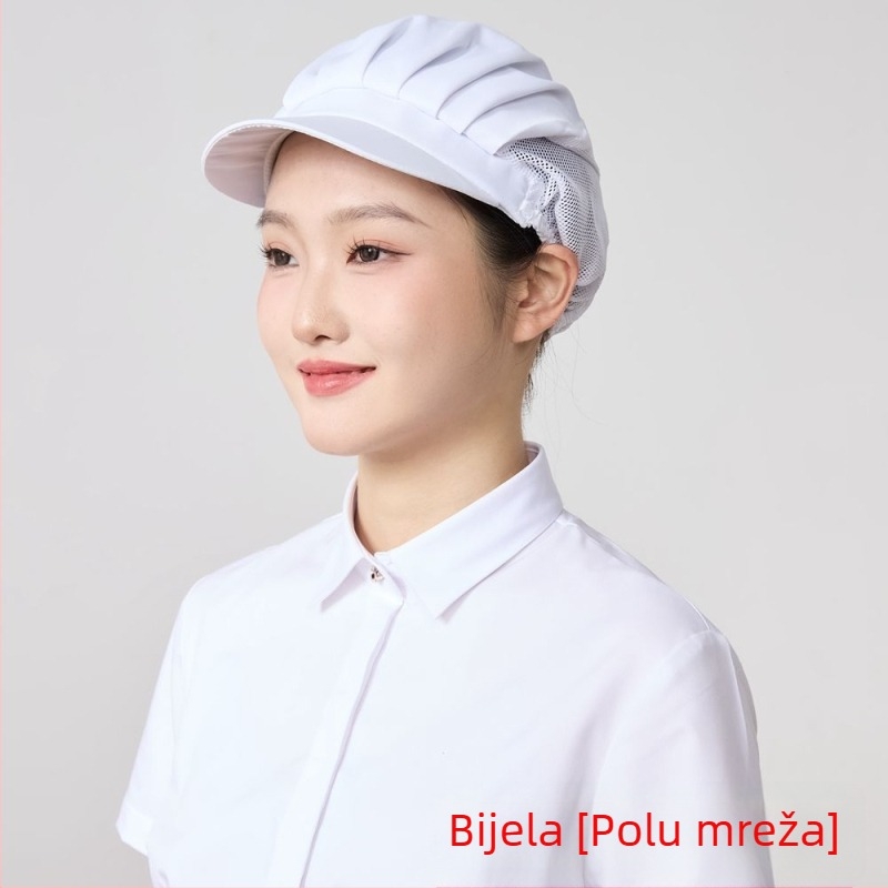 Mrežasta kapa za prehrambenu industriju, poliester, twill tkanina, monokromatski uzorak, korejski stil.
